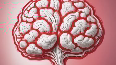 A detailed illustration of a human brain suspended in a futuristic environment. The background consists of concentric circles of evenly spaced, small metallic spheres, giving a sense of depth and complexity.