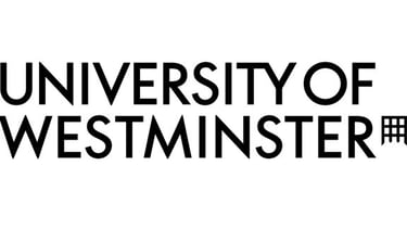Text 'UNIVERSITY OF WESTMINSTER' in bold with a building graphic