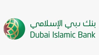 Dubai Islamic Bank logo featuring a stylized globe, red star, and Arabic text, symbolizing financial