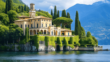 Picturesque lakeside villa in Italy, symbolizing the blend of academic excellence and rich cultural
