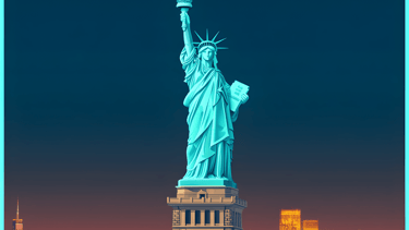 Statue of Liberty with city skyline, symbolizing higher education opportunities for Indian students 