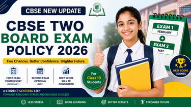 A CBSE student with backpack and books shows confidence in CBSE Two rule policy 2026