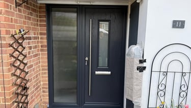Tortola 1 flush composite doors with side panel and long handle fitted in Southampton by Buildmydoor
