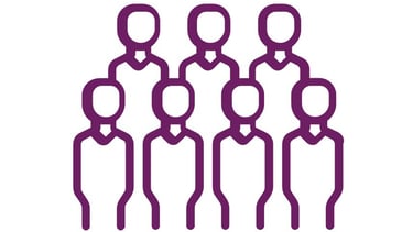 a group of people standing in a line of people