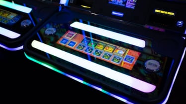 ClaraTech's Dual-screen button deck touch display replacement for casino slot machine retrofits.