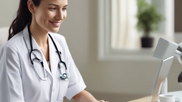 A healthcare professional using a tablet to monitor patient data.