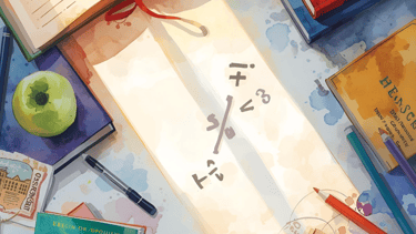 cahiers et livres scolaires crayon pomme manger stylos couleur équations maths scolaire