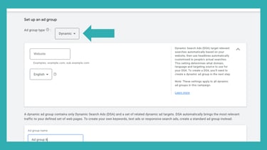 an illustration that depicts on how to select dynamic search ads