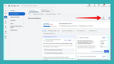 google ads auto-applied recommendation section