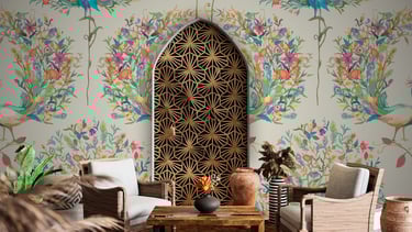 Floral designer wallpaper also get in geometric patterns