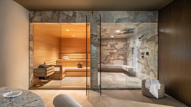 a luxury home spa with sauna and steam room