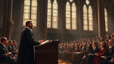 a man in a robe and a priest in a church