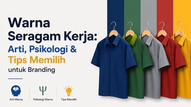 Infografis pilihan warna seragam kerja untuk branding perusahaan dengan contoh kemeja kantor berbagai warna.