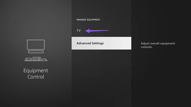 Amazon Fire TV Settings Menu with press tv Option Highlighted