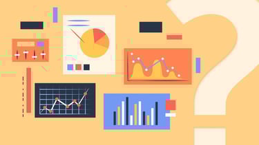 statistics and graphics with a big question mark on the side