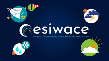 esiwace logo surrounded by icons of weather: rain, clouds, sun, wind