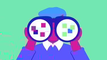 a man looking through binocles