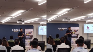 Entrepreneur pitching innovation at Live Demo Day in Bangalore during GSF Founders Academy