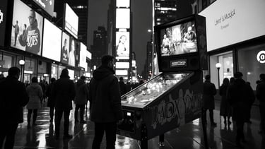 a man standing in front of a tv screen