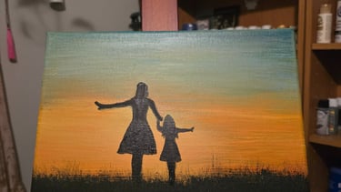 mother daughter sunset painting