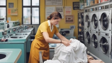 Before and after cleaning comparison of a building.