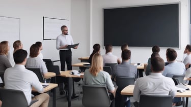 A group of diverse business professionals collaborating over a laptop.