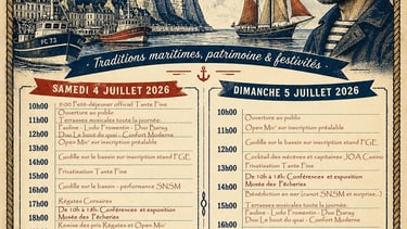 Vintage poster for Fêtes de la Mer in Fécamp featuring a lighthouse, old fishing boats, and a bearded sailor.