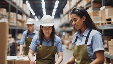 A modern, dimly lit interior with a sleek design dominated by large, criss-crossing ceiling lights. The reception area features a desk with red flowers and several people behind it. Large windows on the side let in some natural light, and the atmosphere is professional.