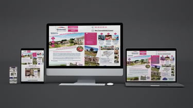 Vue mockup d’un site web présentant une structure architecturale VEFA