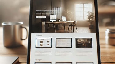 Tablet showing a website