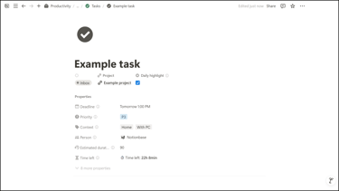 Notion Database Filled Page Example