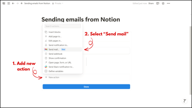 Notion Email Action