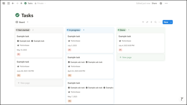 Notion Tasks Kanban Board View