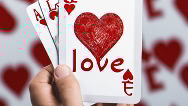 Cards and candle on black background