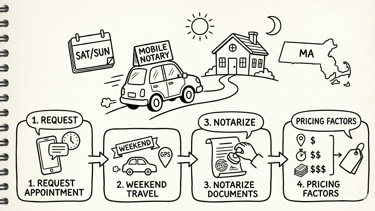 weekend mobile notary in Massachusetts arriving at client location