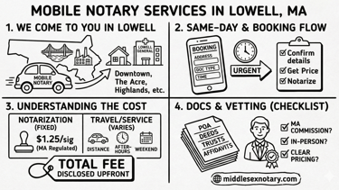 mobile notary in Lowell MA meeting client at home