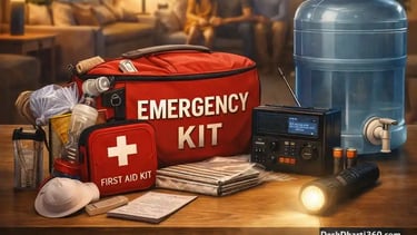 Home disaster preparedness emergency kit and safety setup
