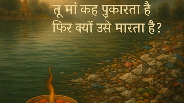 जब हम नदी को “माँ” कहते हैं,  पर उसी में कचरा, प्लास्टिक और उद्योग का मल बहाते हैं —  तो यह भक्ति नह