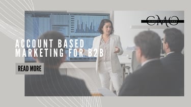 account based marketing for B2B woman standing in front of her peers presenting business data