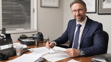 Photo of a professional meeting with a client in a bright office