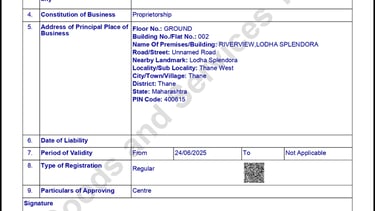 Goods and Services Tax (GST) certificate showing the official registration number for tax compliance