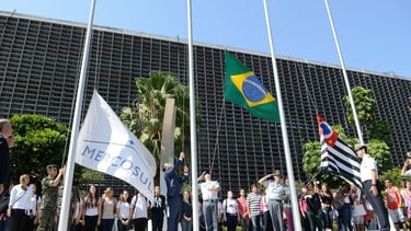 a group of people standing in front of a building