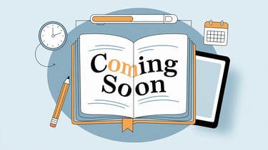 a book with a bookmark and a tablet with a cup of coffee