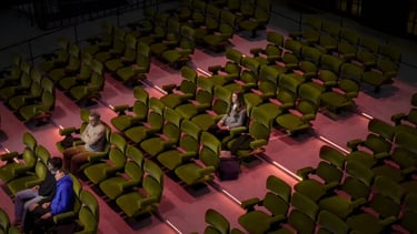 Elmgreen & Dragset’s Prada Mode installation ‘The Audience’ at King’s Cross Town Hall.