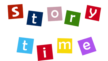 a picture that says story time