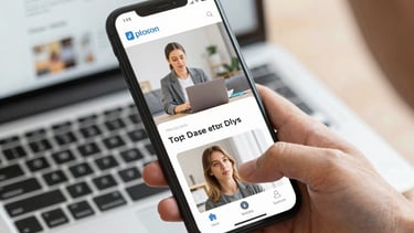 Close-up of a smartphone showcasing a responsive web design with neon green highlights.