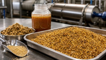 DDGS, thin stillage, wet distillers grains and milled corn samples.