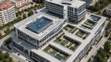 A large residential complex under construction with cranes and scaffolding.