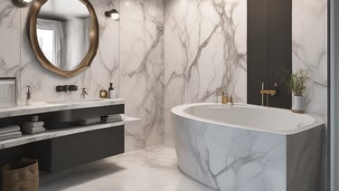 Modern smart home exterior with solar panels and lush landscaping