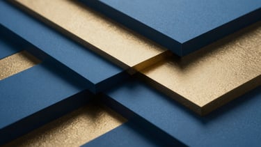An abstract geometric diagram of overlapping mathematical planes rendered in sharp blue and gold vectors, 16:9 aspect ratio